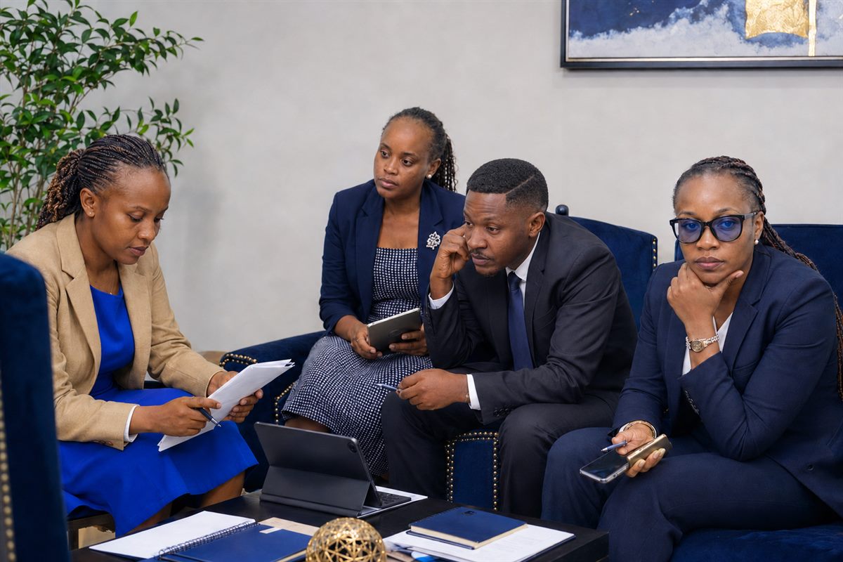MAGASF team reviewing documents for monitoring and evaluation